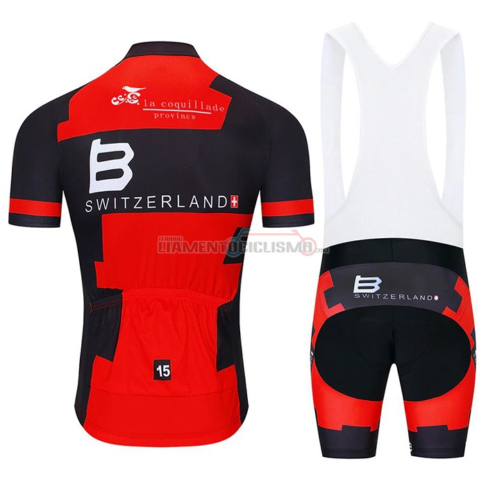 Abbigliamento Ciclismo Svizzera Manica Corta 2020 Rosso Nero